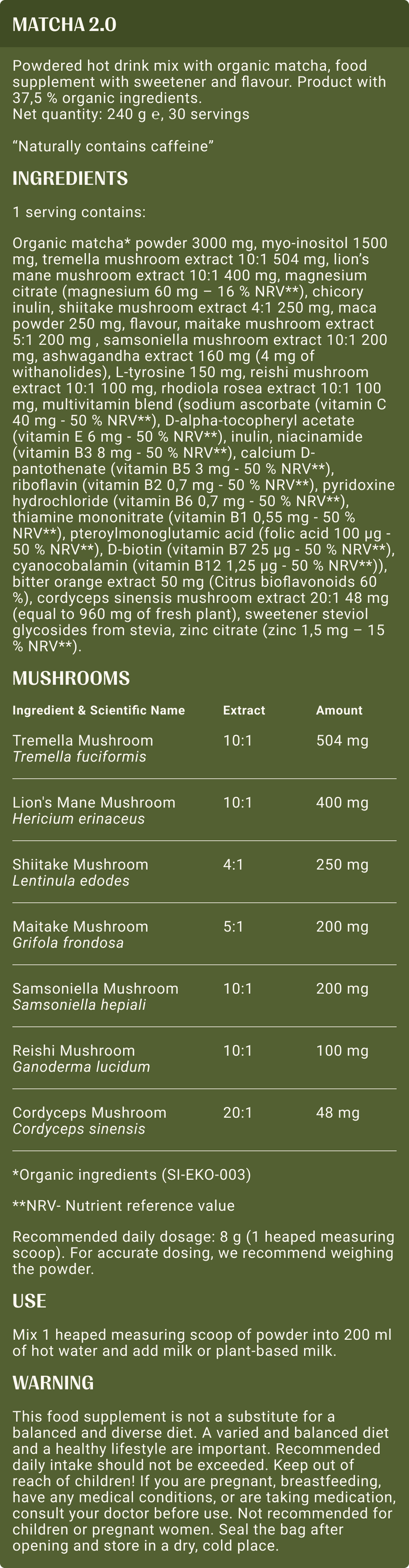 Matcha biologico